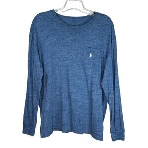 Polo Ralph Lauren T Shirt Mens XL Marled Blue Long Sleeve Casual Preppy Normcore